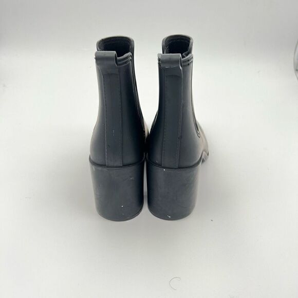 Jeffrey Campbell JC Play Black Matte Rubber Heeled Rain Booties size 8 - Picture 4 of 8